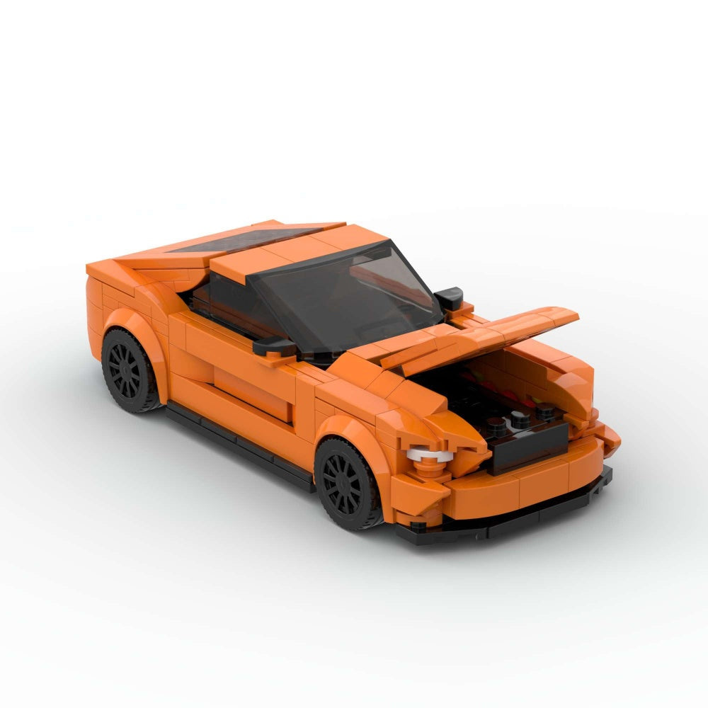 348PCS Sports Race Orange Muscle Car Building Blocks, Mustang Inspired Sports Coupe Toy Kit For Kids And Adult,Collectible Race Car Gift
