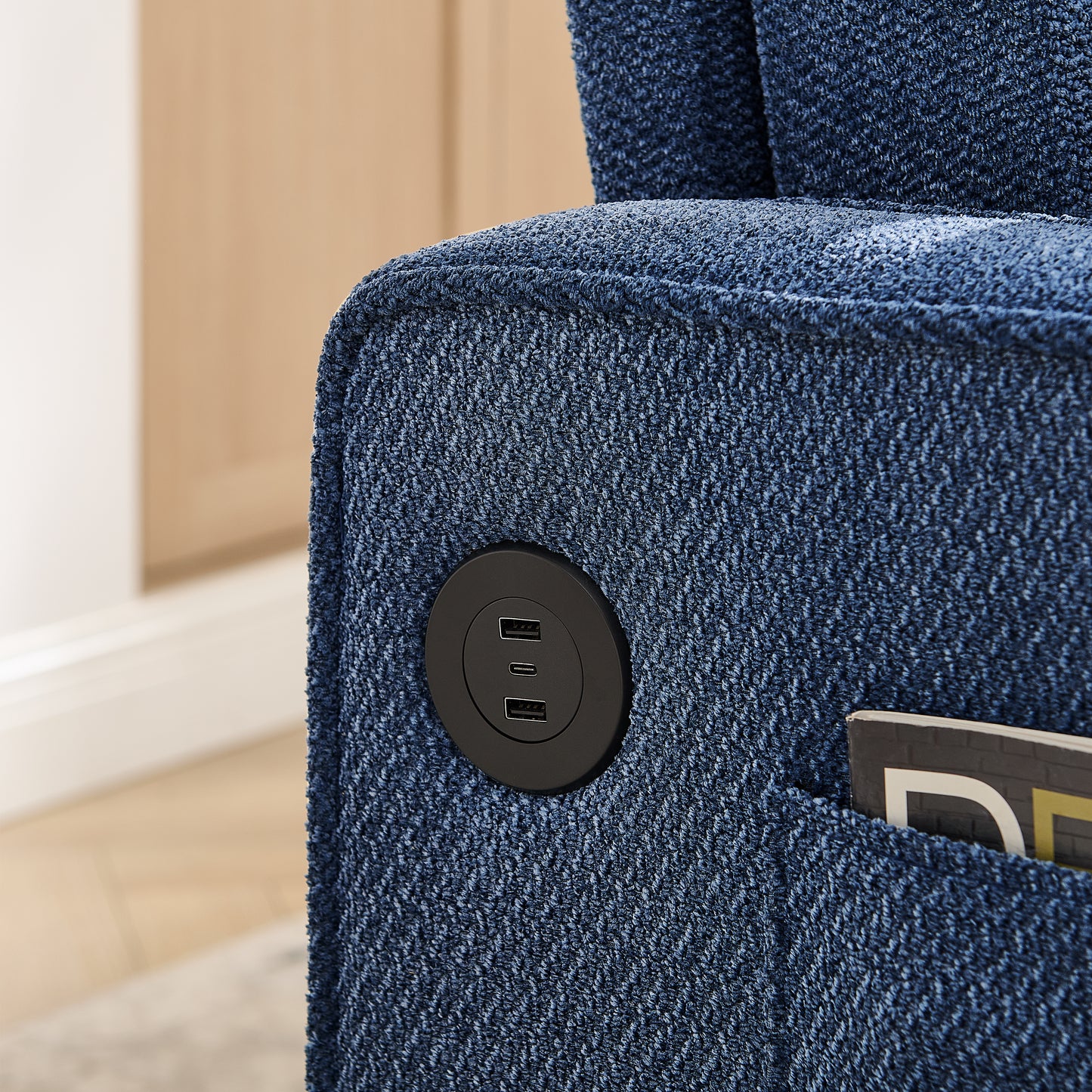 3-in-1 Minimalist Grand & Elegant Light Luxury 2-Seater Sofa Bed, Slide-to-Transform Design, USB Charging, Perfect For Napping, Navy Blue