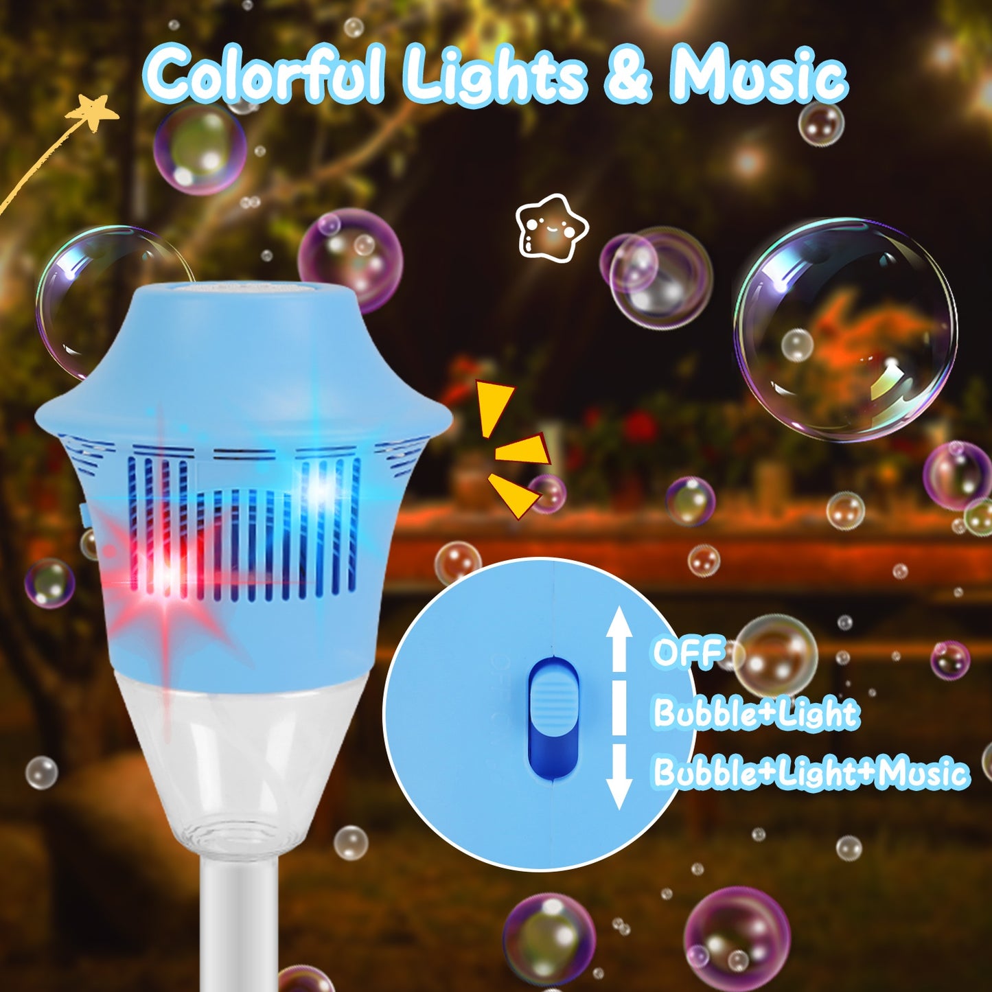 1Pc 3 In 1 Standing Bubble Machine With Colorful Lights And Music Rechargeable Bubble Maker Stand With 2 Modes 3 Adjustable Height For Party Wedding Indoor Outdoor Occasions Pets Kids Aged 3 Above