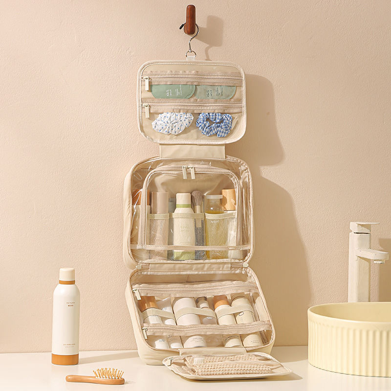 Large-Capacity Oxford Cloth Hanging Portable Toiletry And Makeup Bag For Easy Travel Combing