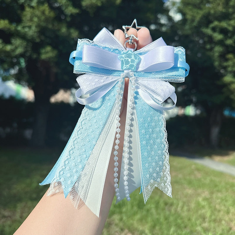 Valley Beauty Support Fan Bow-Knot Keychain Bag Charm