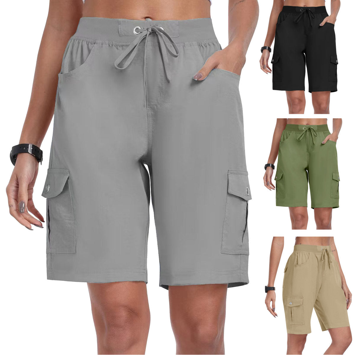 Women S 6 Pocket Casual Work Shorts Comfortable 100c Cotton Outdoor Sports And Hiking Pants