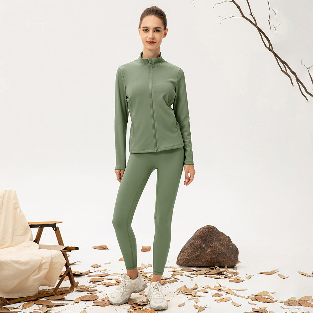 Plush Yoga Coat Women's Slim Stripe Pit Strip