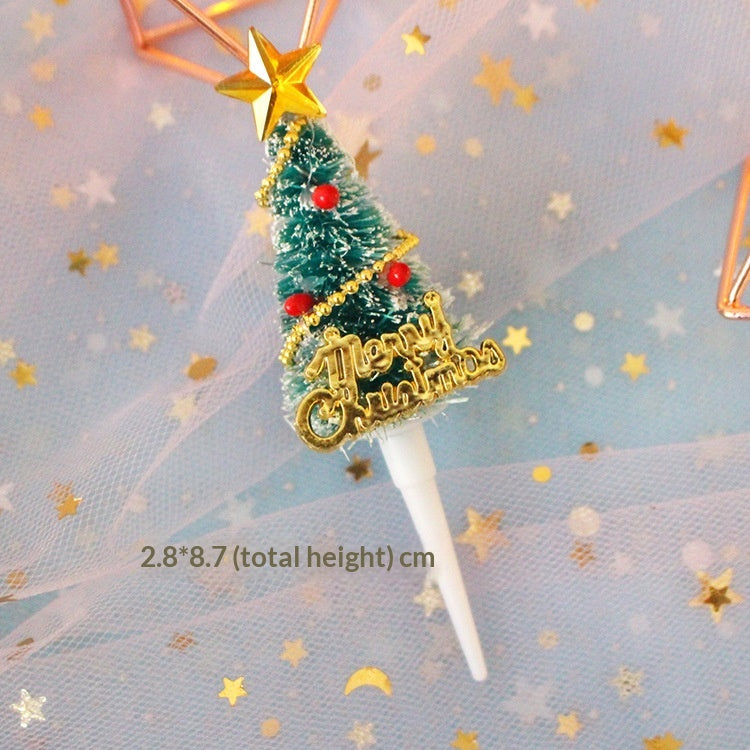 Christmas Cake Decoration Grass Ring Leaf Insert Christmas Dessert Table Decor Item