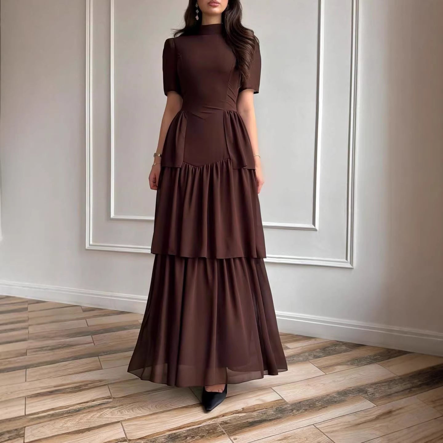 Womens Elegant Ruffled Fashion Casual Dress