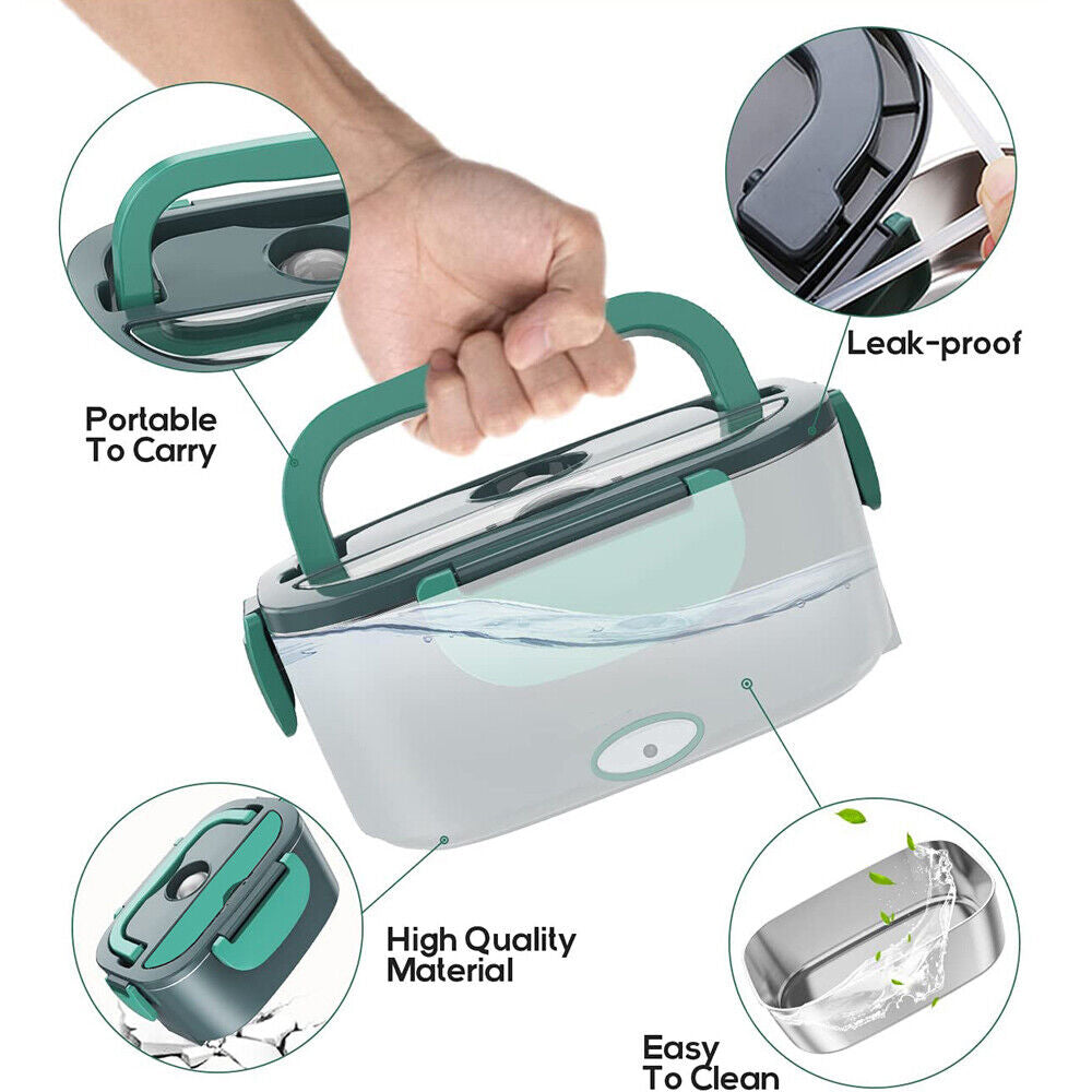 Electric Lunch Box Food Warmer Portable Food Heater Leak Proof For Car & Home 1.5L40W