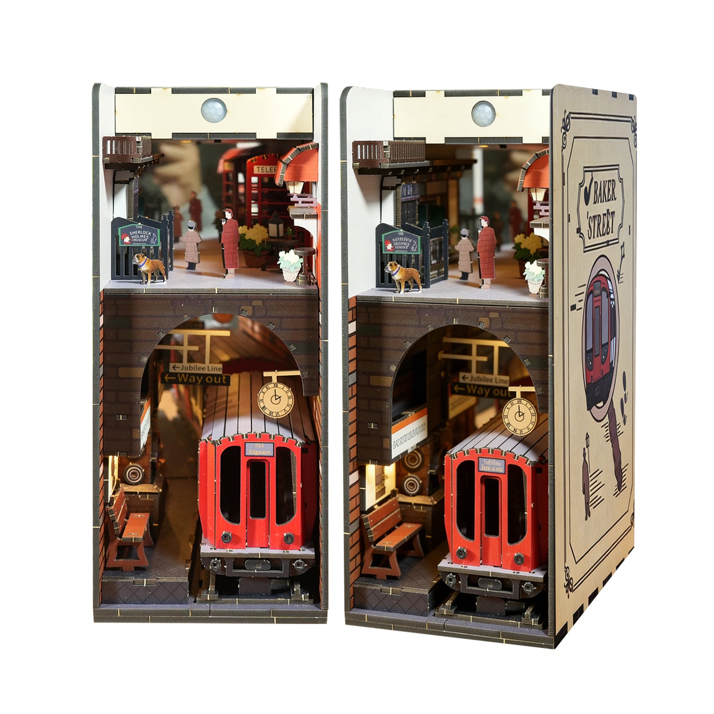 Sales Are Prohibited On The TEMU And SHEIN - 3d Wooden Puzzle For Adults Baker Street Book Nook With Lights Model Kit Dollhouse DIY Miniature House Birthday And Christmas Gifts