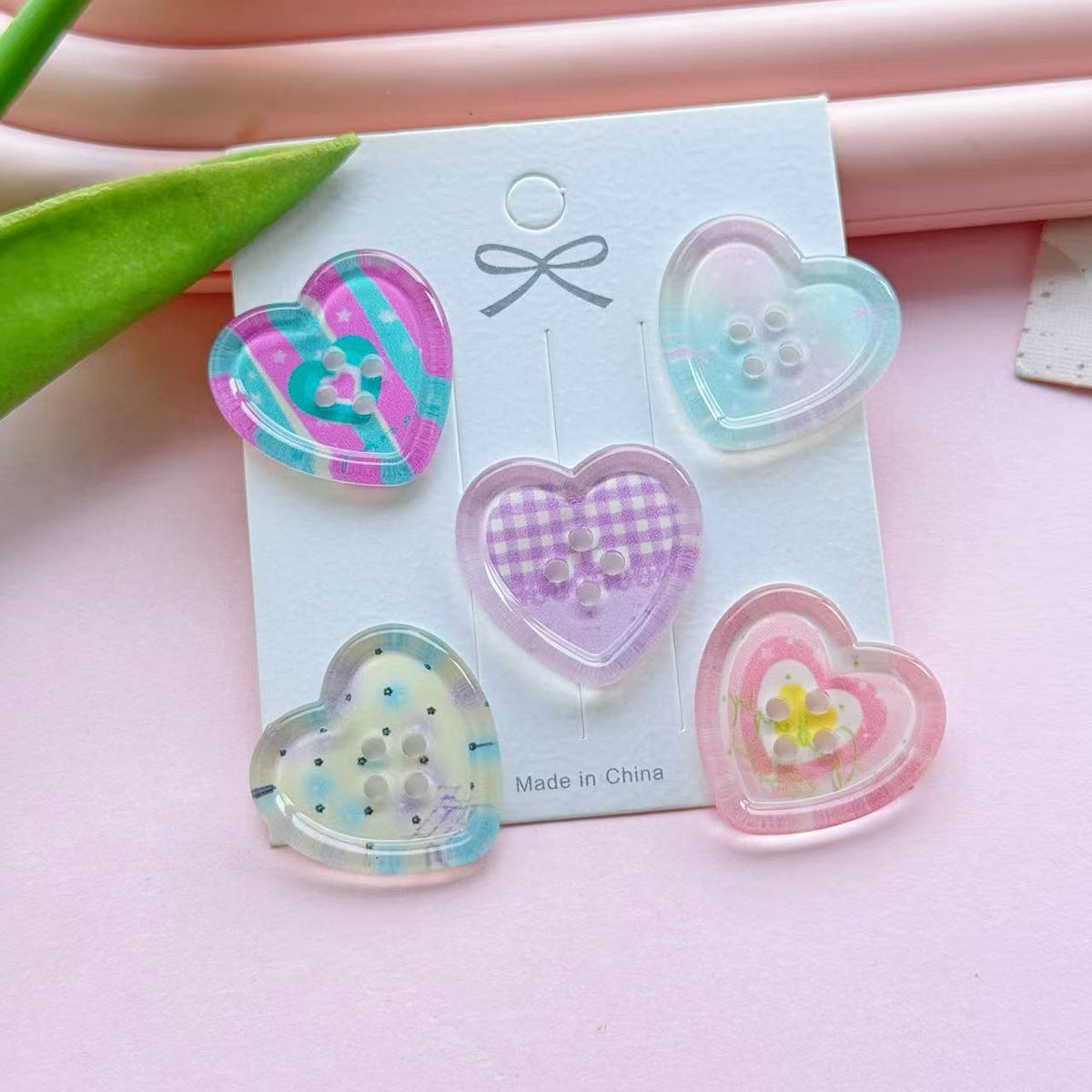 Four-hole Heart Button DIY Accessories