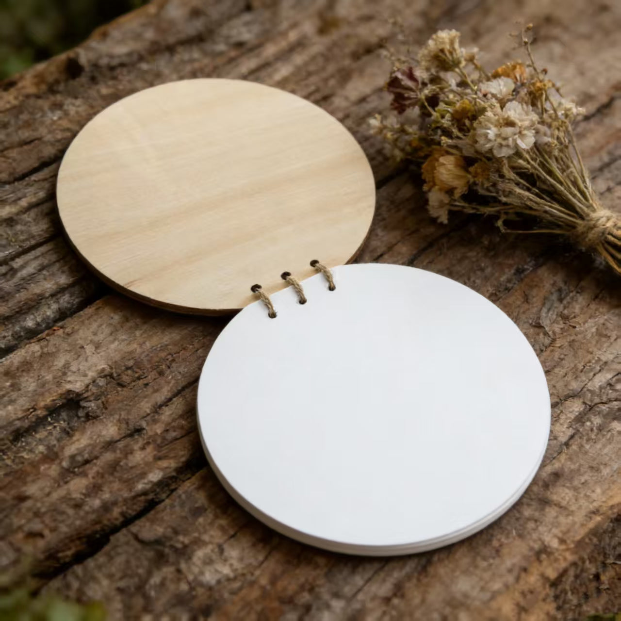 Gender Neutral Infant Keepsake Album, Laser Carved Round Wooden Baby Memory Book For New Parents Gift