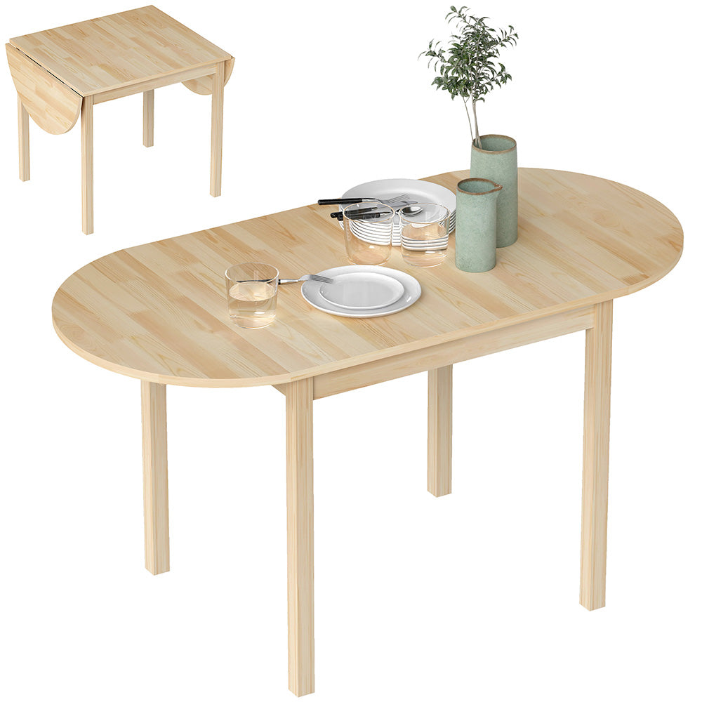 PineWood Kitchen Table, Drop Leaf Tables For Small Spaces Non-slip Foot Pads For Kitchen Dining Room
