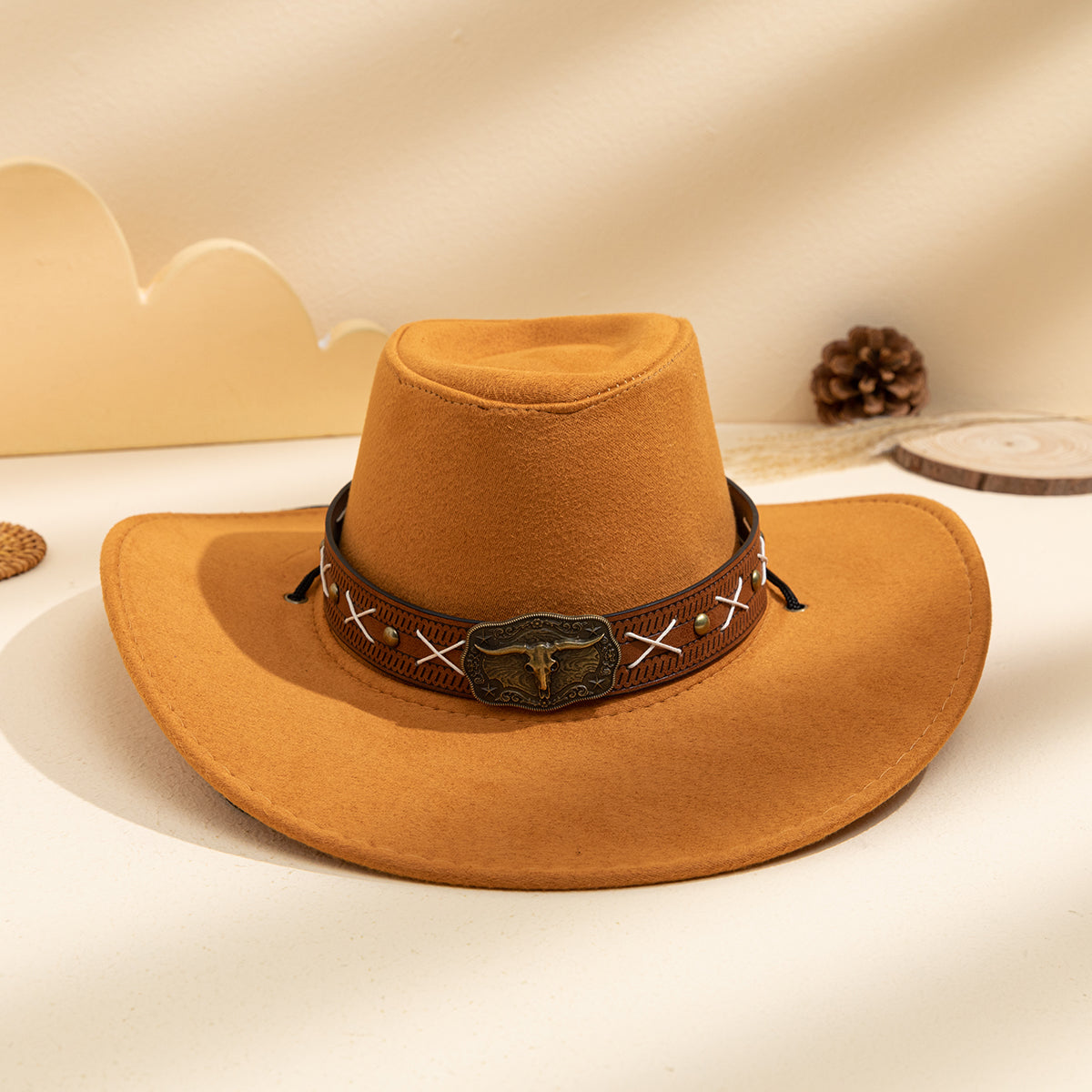 Summer Men's And Women's Matching Metal Buckle Cross-stitch Versatile Eye-catching Western Retro Style Sun Hat For Outdoor Chic Styling And Fashion Accessory