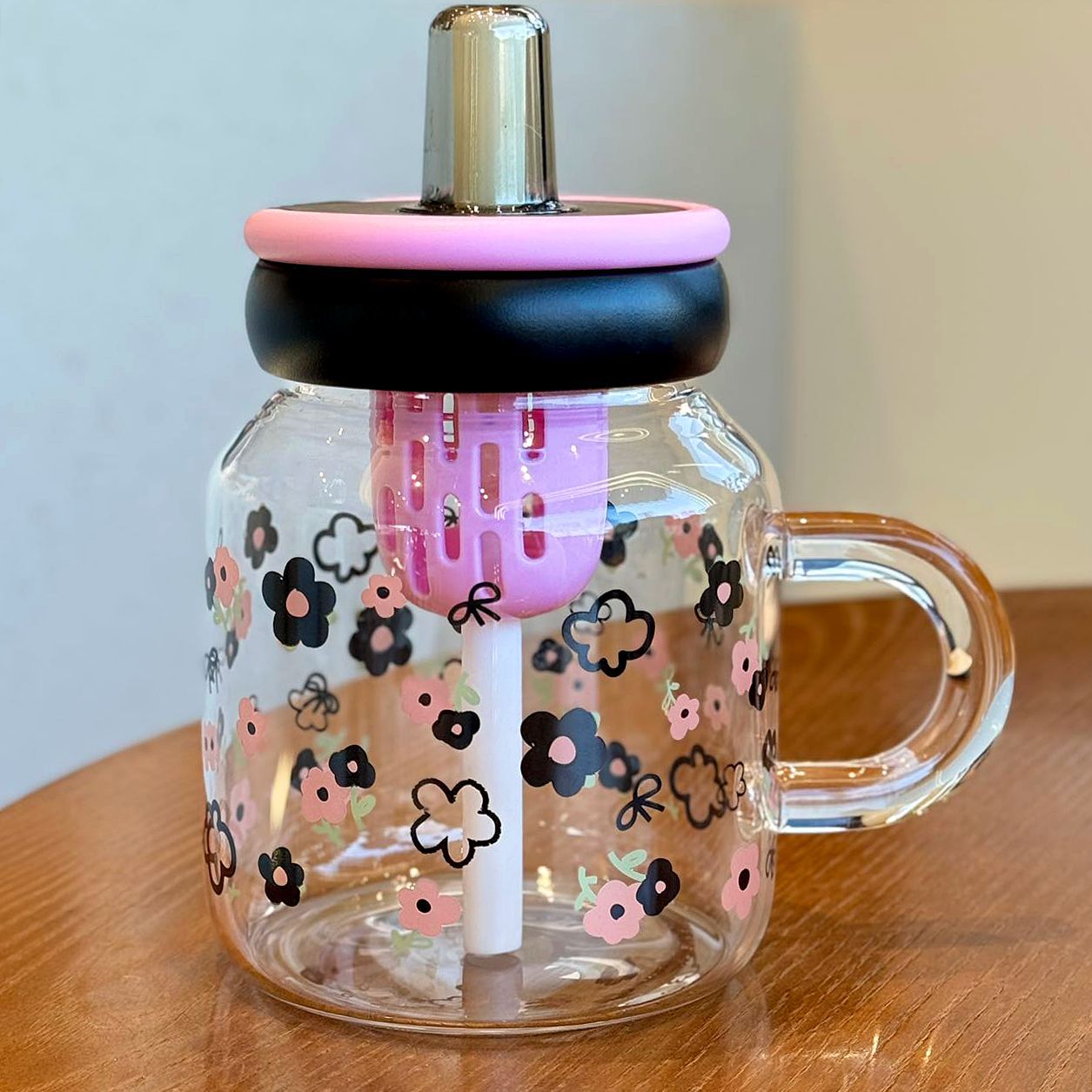 Straw Glass Cup High Temperature Resistant Borosilicate Tea Water Separation Cup