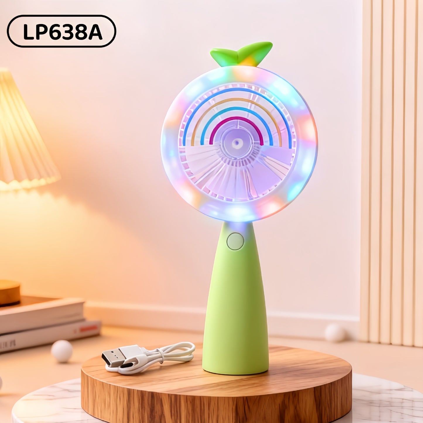 Outdoor Travel Student Cartoon LED Fill Light Handheld Portable USB Charged Fan