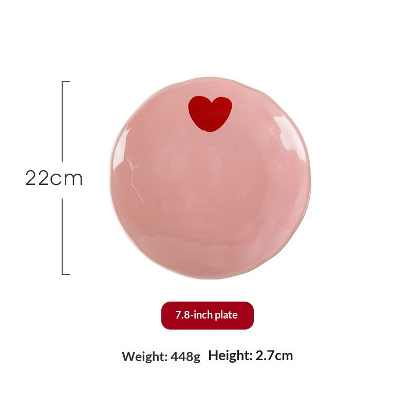 Ins-style Korean Pastel  Heart-themed Ceramic Dinnerware Series