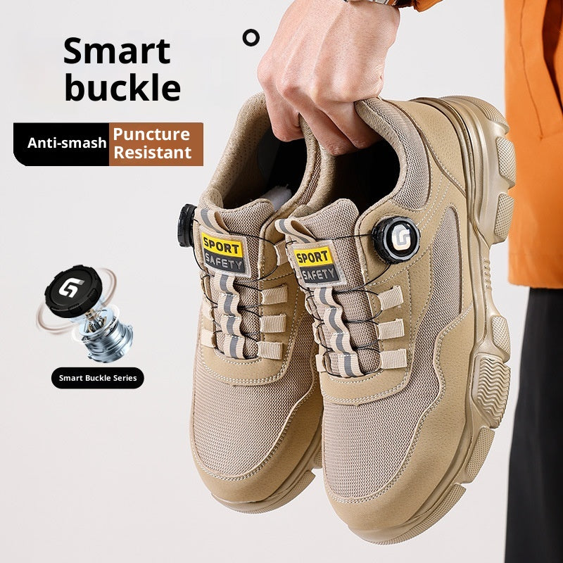 Smart Buckle Labor Protection Anti-smash Steel Toe Protective Shoes