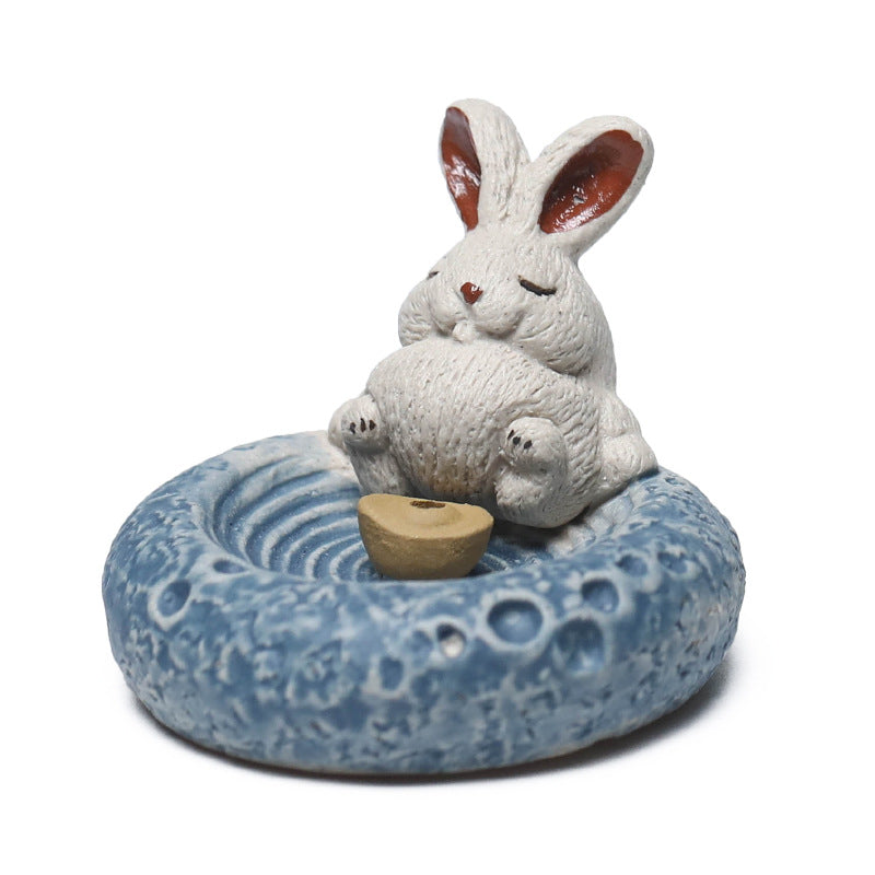 Purple Clay Tea Pet Sheep Ornament Handmade Zodiac Incense Holder