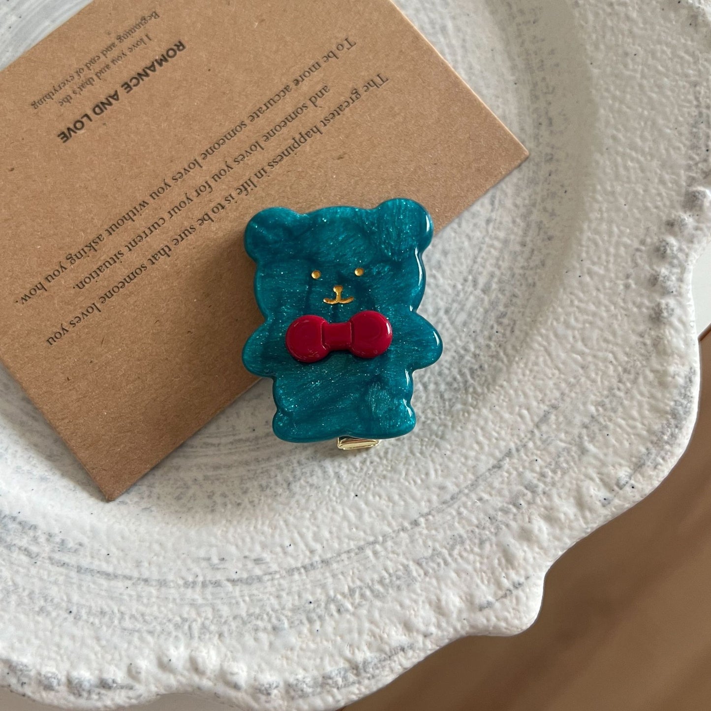 Retro Little Bear Cute Bow Hair Clip For Bangs