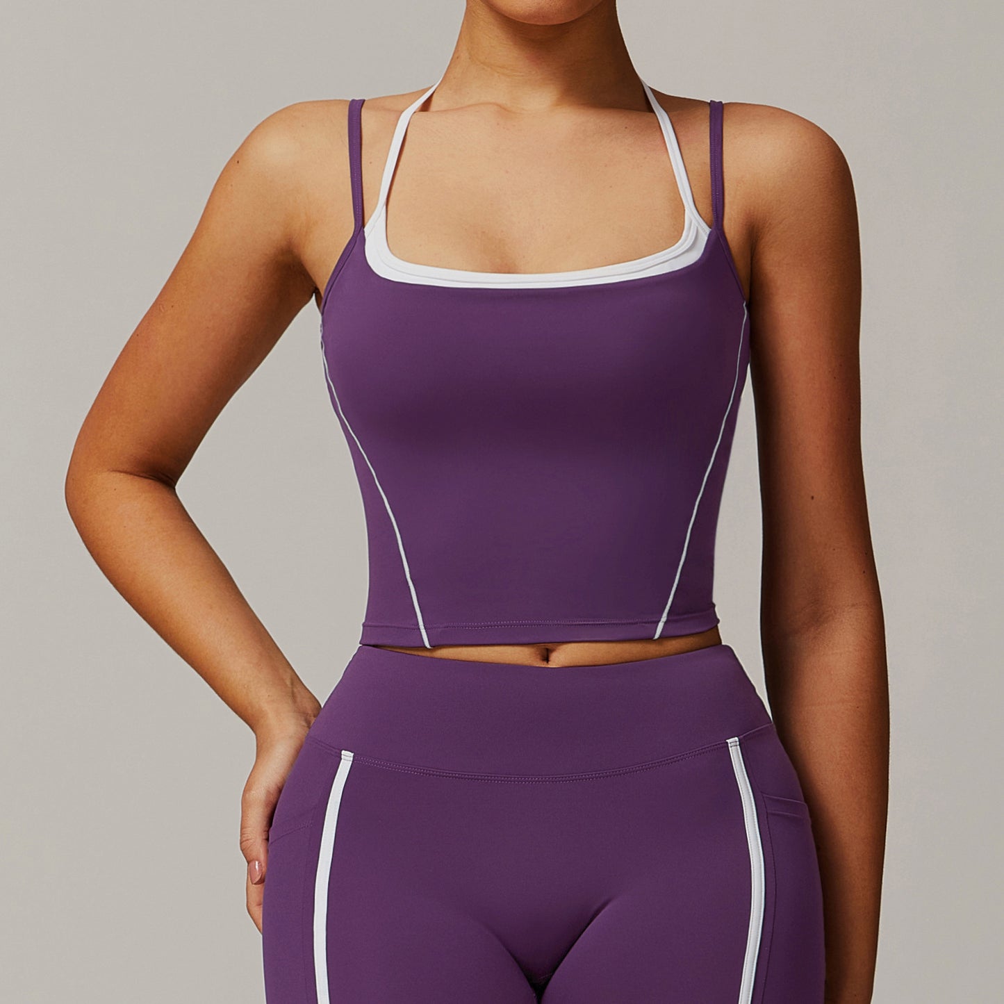 Fake Two-piece Halter Beauty Back Yoga Vest High Strength