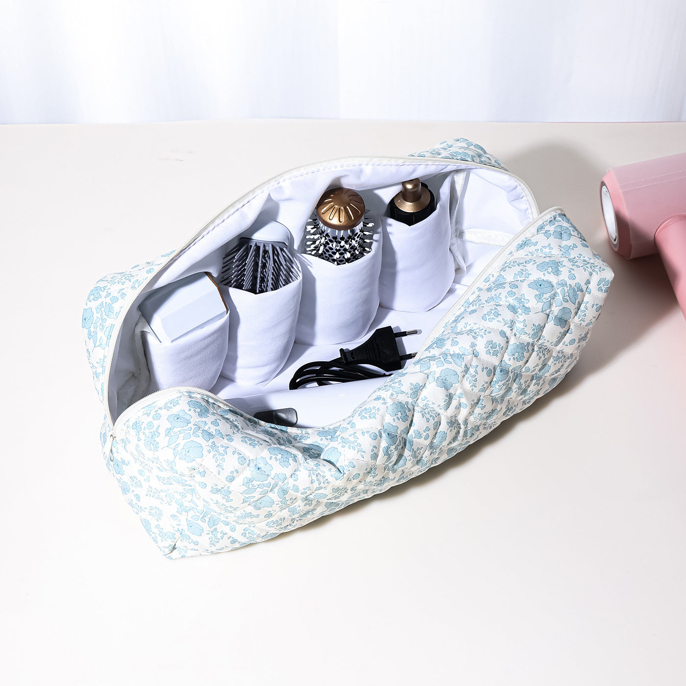 Simple Cotton-Lined Large Capacity Hair Dryer Storage Bag For Makeup