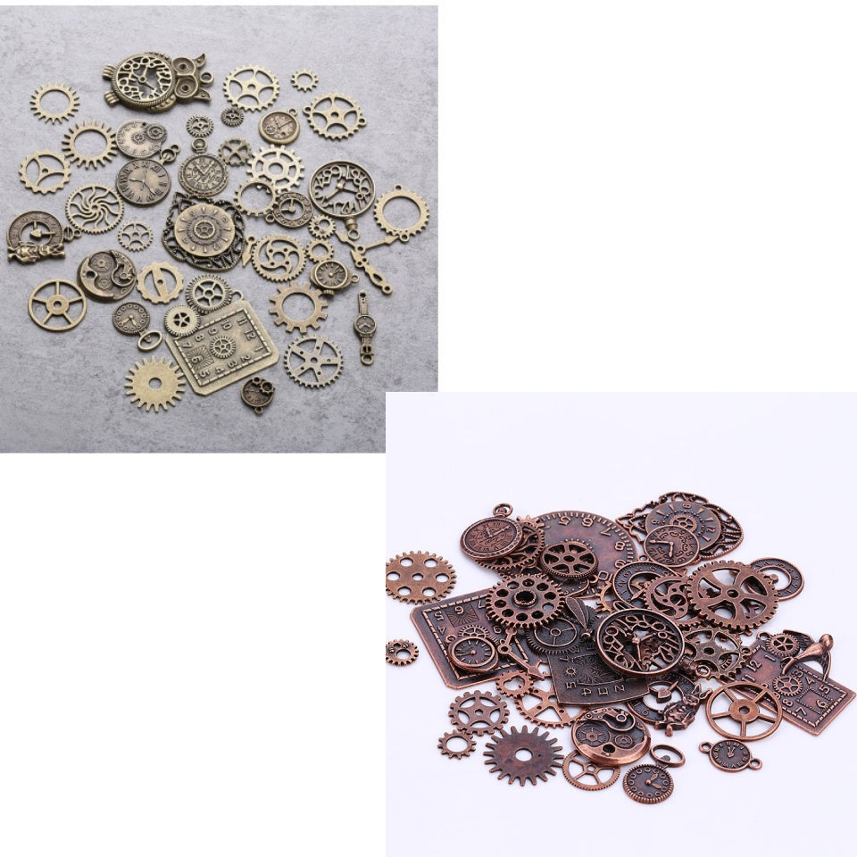 Retro Plated Metal Mixed-Style Punk Gear Clock Jewelry Accessories