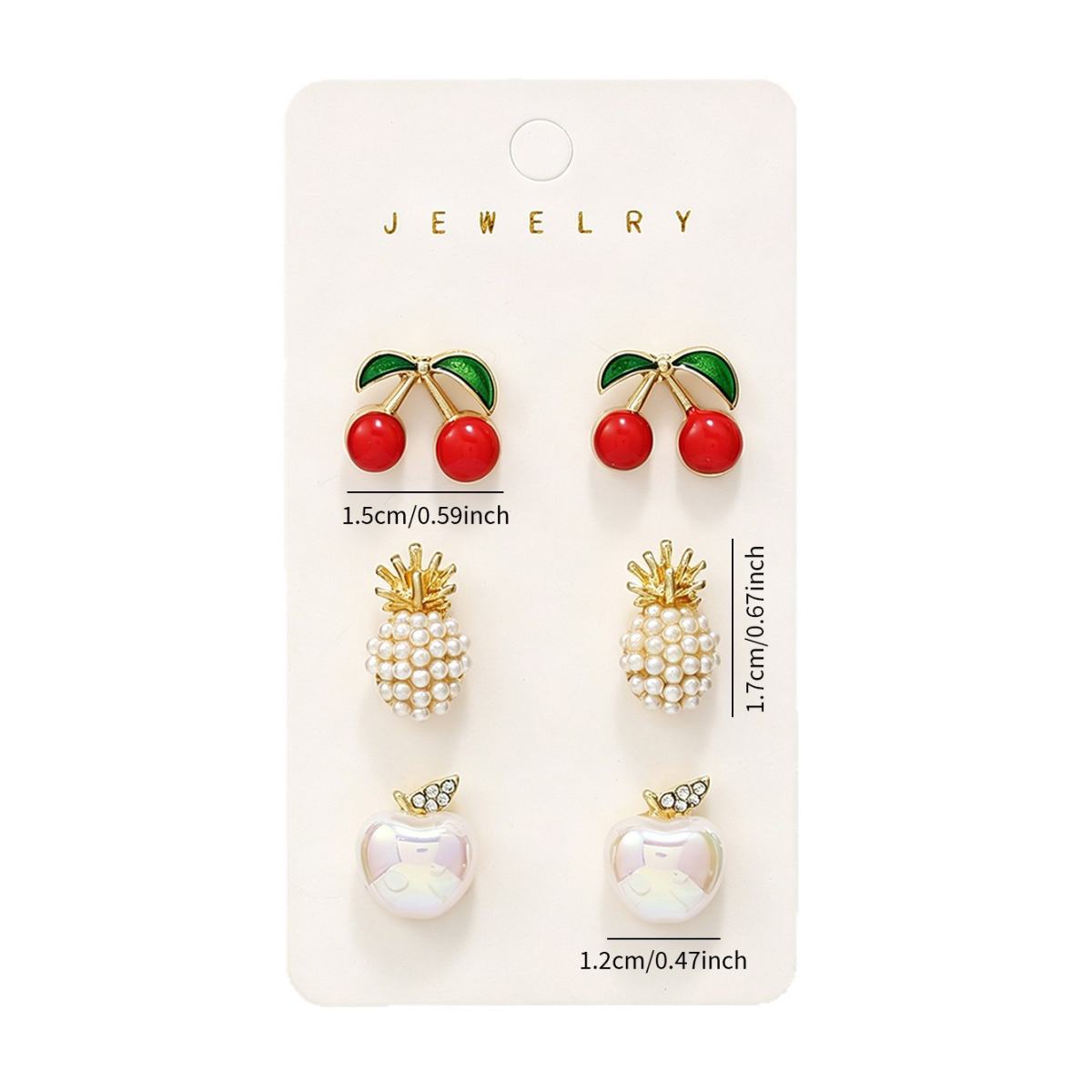 Cross-border European American Fruit Enamel Stud Earrings For Women, Unique Premium Versatile Summer Red Fruit & Cherry Niche Ear Jewelry