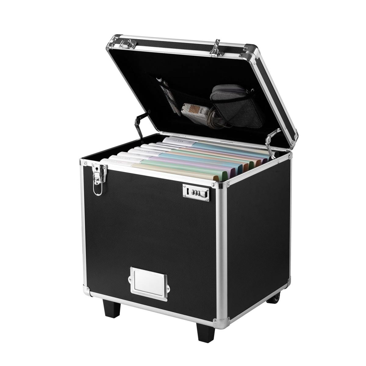 Portable File Storage Box, 15.6 X 12.6 X 15 Inch Internal Chest Size, Locking Mobile Business Case With Telescopic Handle, Hand Pull File Case For Office Home, Offices, Hospitals, Banks