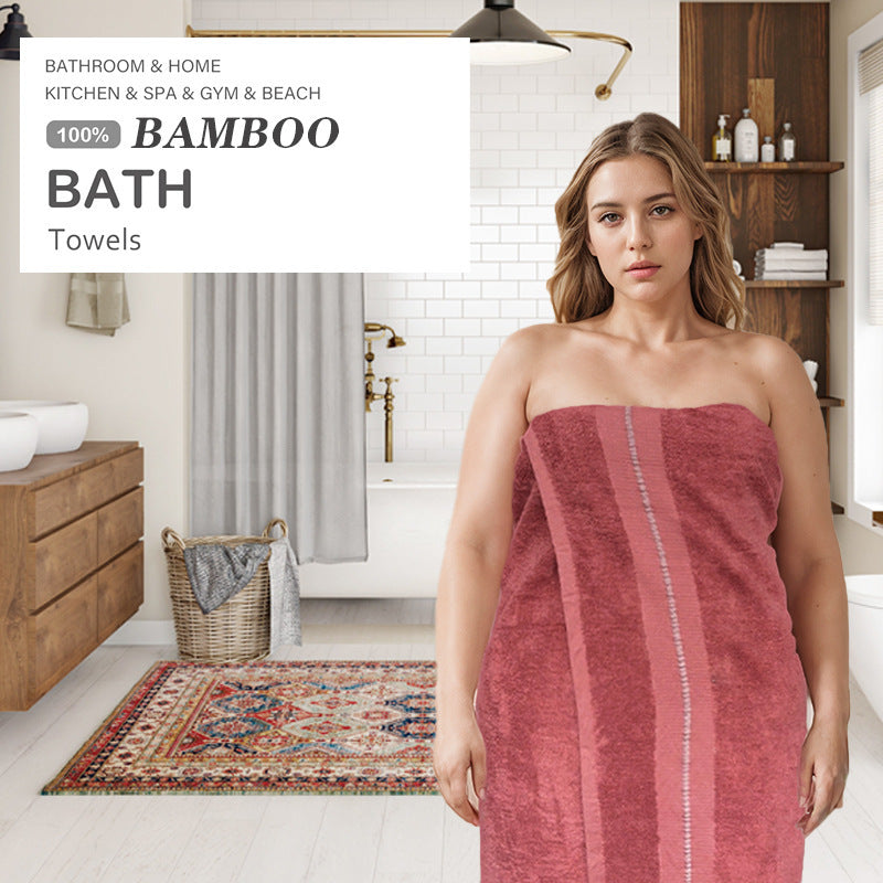 Bath Towel Soft Highly Absorbent Extra Thick Bamboo Charcoal Bath
