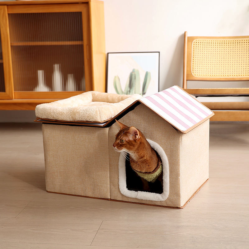 Thickened Foldable Detachable Washable Double-Layer Warm Cat Bed Mat Pet Supplies