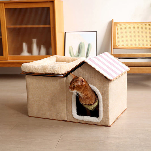 Thickened Foldable Detachable Washable Double-Layer Warm Cat Bed Mat Pet Supplies