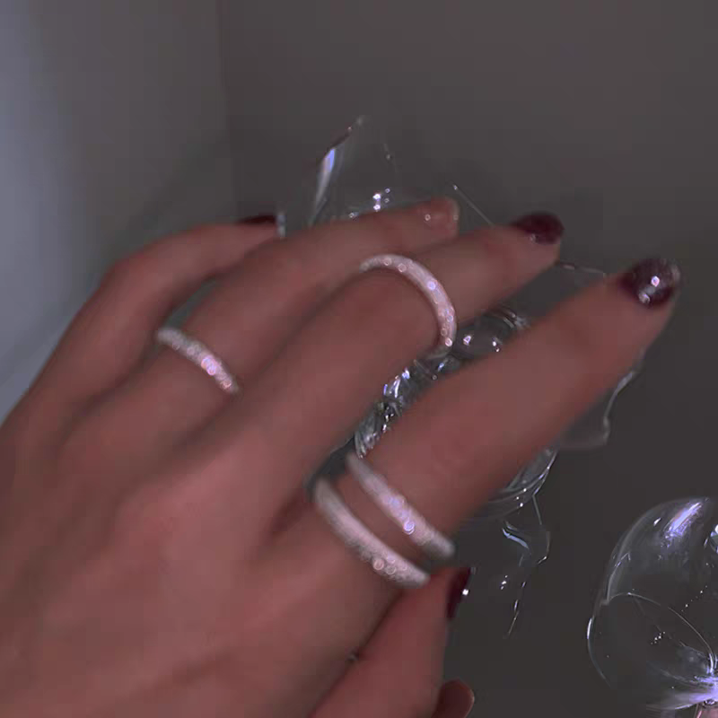 1 Pair 999 Sterling Silver Crushed Ice Textured Couple Rings, Minimalist Sparkly Style, For Daily Wear & Valentine's Gifts