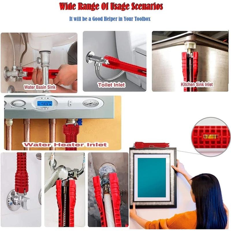 8 In1 Multifunction Faucet Wrench Water Pipe Tap Spanner Bath Sink Installer UK