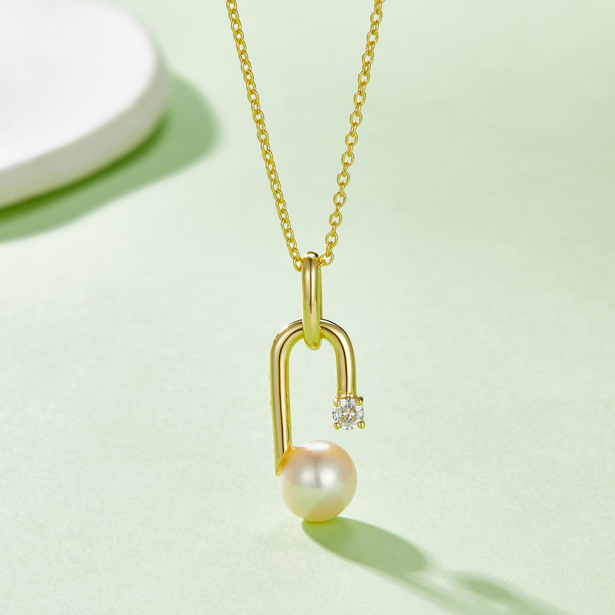 S925 Sterling Silver Natural Freshwater Pearl Necklace 45cm U-Shape Geometric Design 3 Colors Available Gift Box 3.6g
