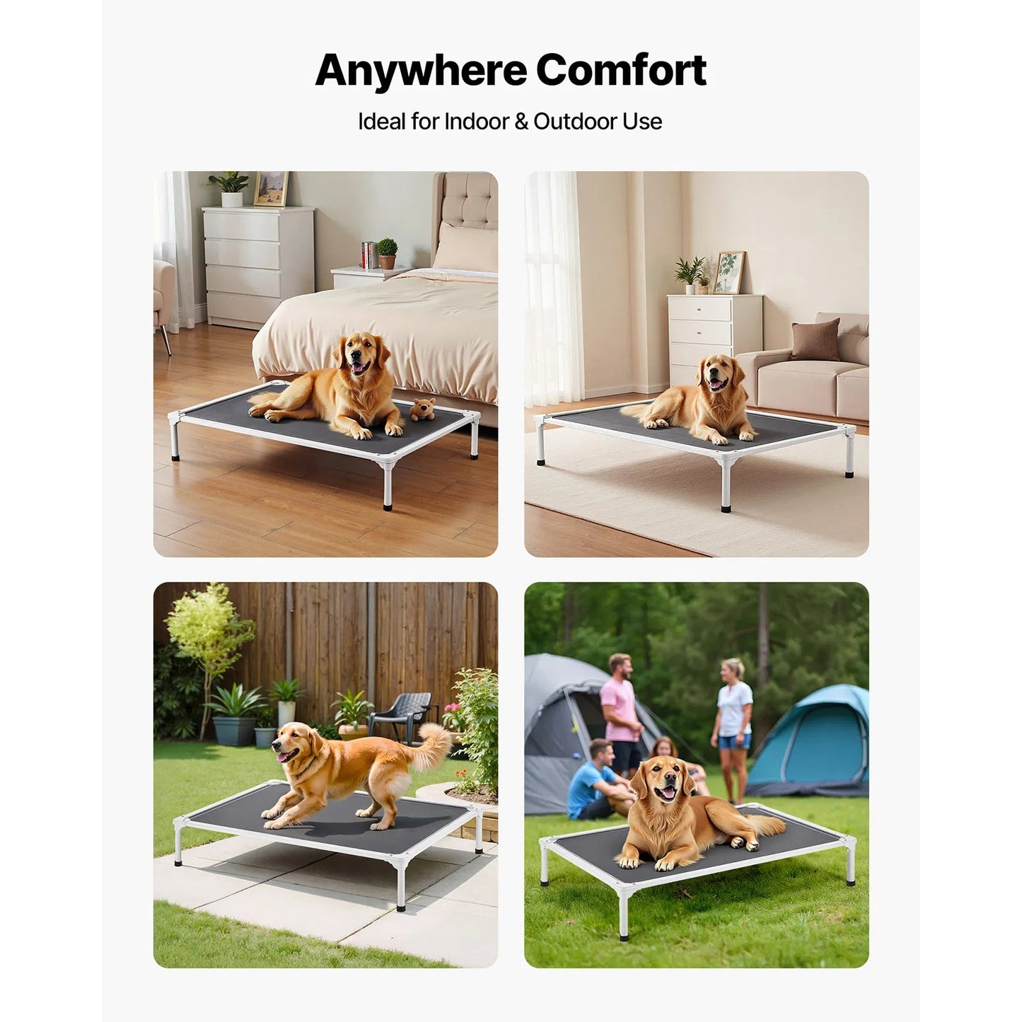 Elevated Dog Bed For Large Dogs XL, Raised Dog Bed Cot With Aluminum Frame, Breathable Textilene Mesh Dog Bed, Indoor & Outdoor Cooling Dog Bed With Washable Pillow, Heavy Duty Portable Pet Cot, Grey
