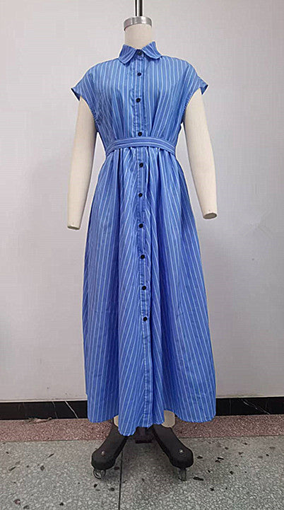 Retro Womens Fashion Striped Short-sleeve Dress