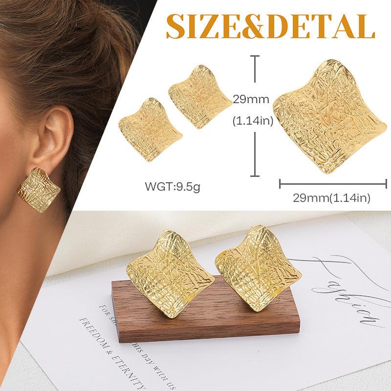 Light Luxury Gold Stainless Steel Studs High Fashion Non-Fading Titanium Steel Earrings