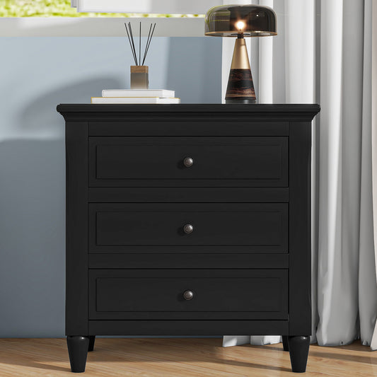 U-STYLE 28 Painted Nightstand With 3 Drawers And Smooth Gliding Rails  Simple Bedside Cabinet With Metal Handle  Minimalist Sofa Side Table With Rubber Legs For Bedroom Sofa Couch Office