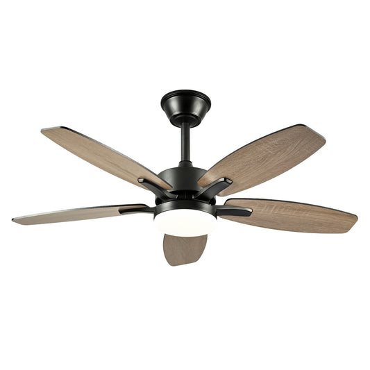 42  5PCS  Plywood Blades Ceiling Fan With Lights Remote Control,Quiet DC Motor  Ceiling Fans 6 Speed Levels,Reversible Ceiling Fan,for Patio Living Room, Bedroom, Office,Indoor. Matte Black