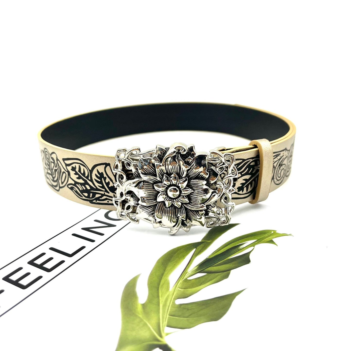 New Vintage Embossed Heart Belt For Women