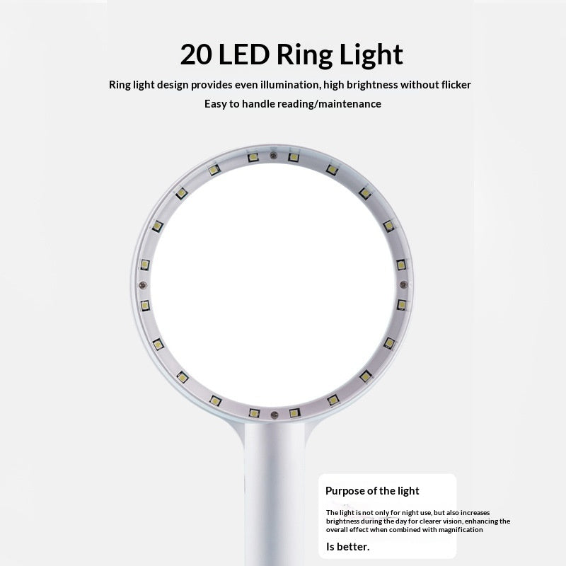 3-Speed Adjustable USB-Charging 20-LED Reading Magnifier