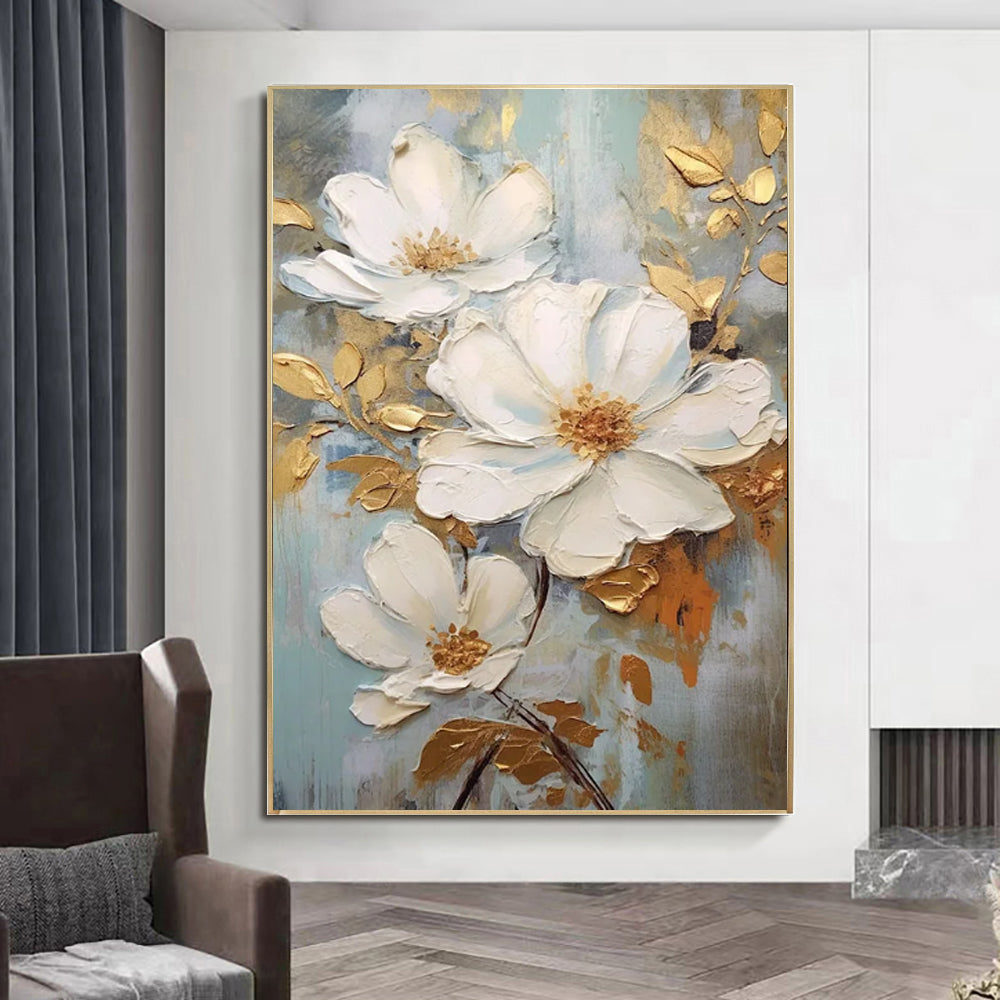 New Arrival Large Lotus Flower Thickness Canvas Paints Oil Painting Handmade Abstract Home Decoration Accessories 3D Palette