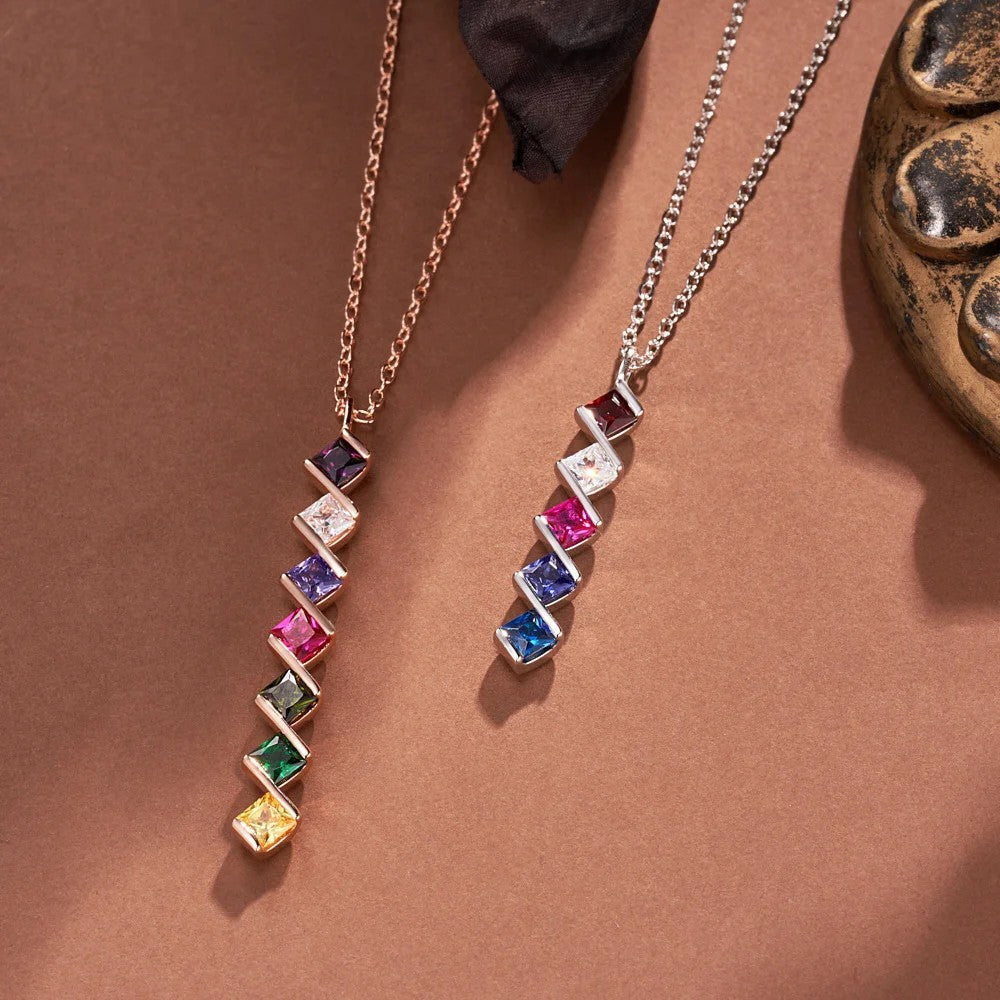 New Square Zircon 12 Birthday Stone Fashion Necklace