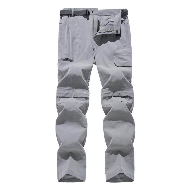 Outdoor Detachable Two-piece Quick Drying Pants With Multiple Pockets For Men, Two Piece Workwear, Elastic Lightweight Hiking Pants