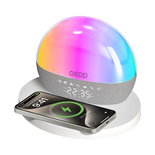 KP-818 Hot-selling 15W Desktop Bluetooth Speaker Featuring Wireless Charging Alarm Clock Timer RGB Ambient Lighting And White Noise