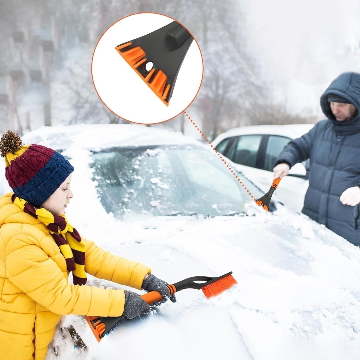 2-in-1 Car Ice Scraper Set With Snow Brush And Windshield Cover – Winter Accessories For Cars – Accessories Set