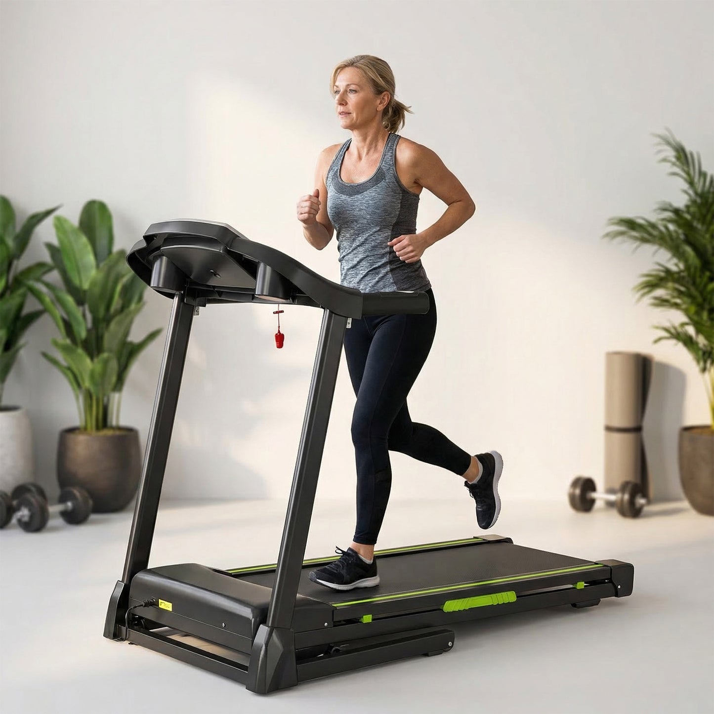 3.5  Portable Foldable Treadmill With Handles  Slope Home Walking Running Treadmill 0.5-7.5 MPH 330 Lb Weight Capacity