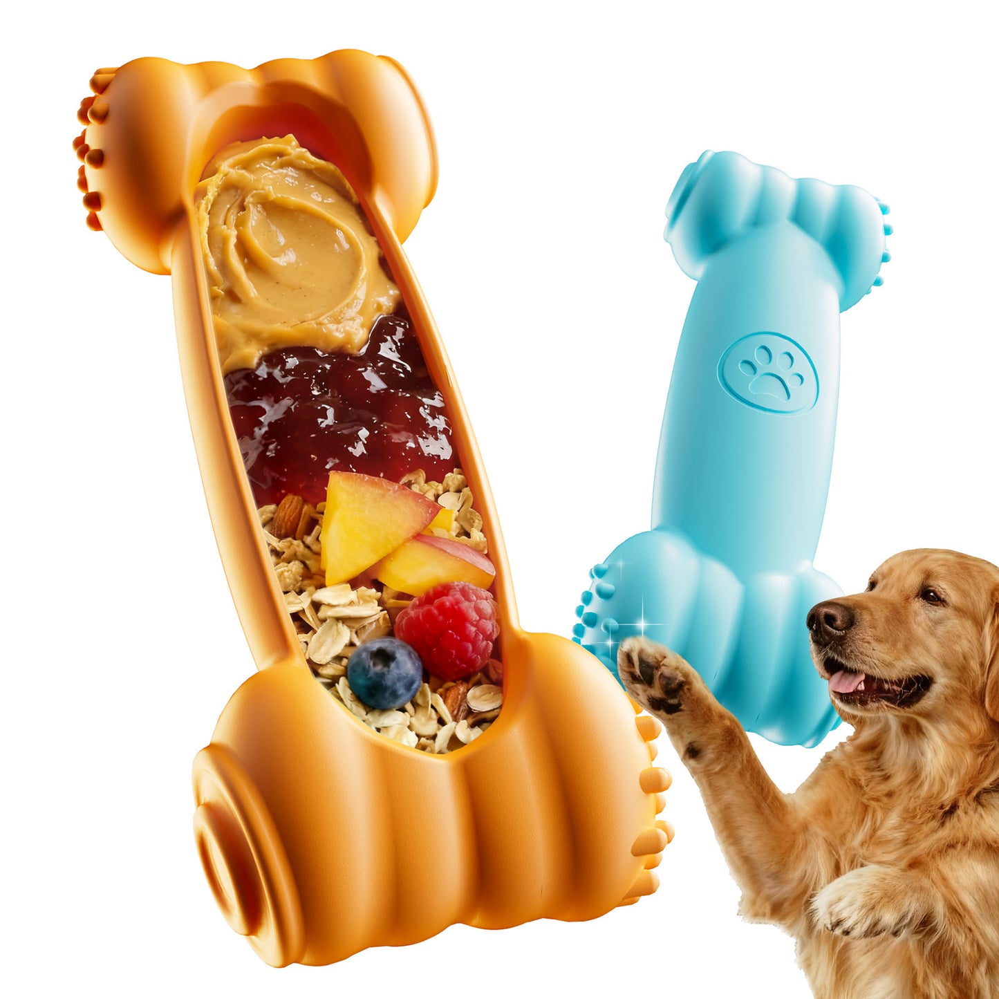 2-Piece Set Of  Dog Lick Bones Slow-Feeding Durable Chewable Teeth-Cleaning Toys