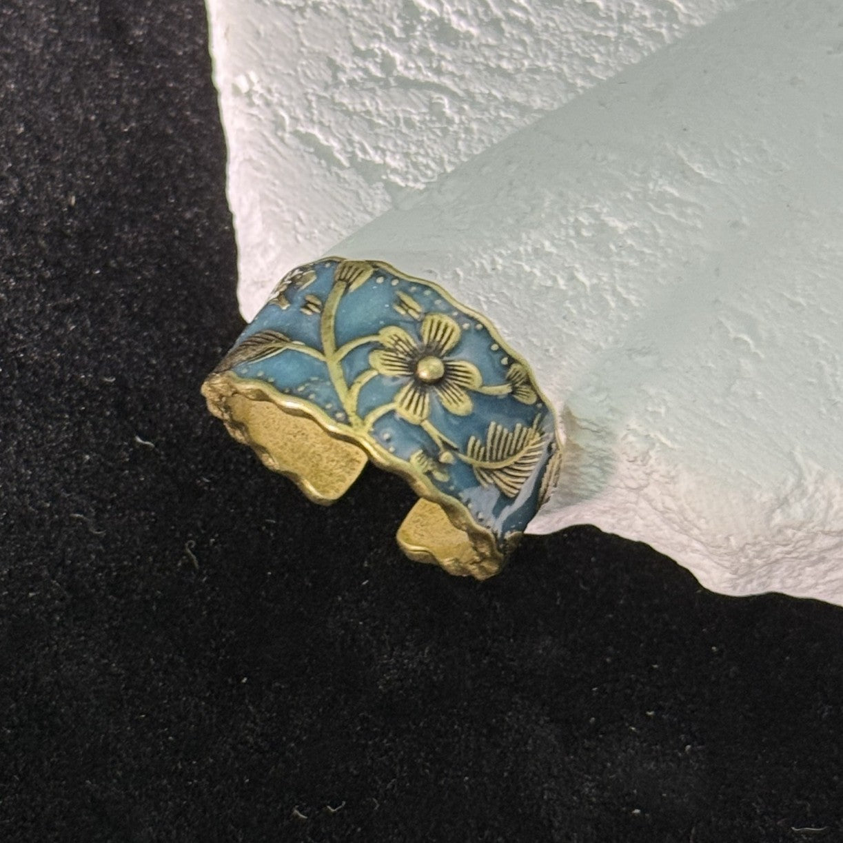 New Vintage Dropping Glue Sunflower Old Ring Original Van Gogh Enamel Sikim Ring Gift For Girlfriend