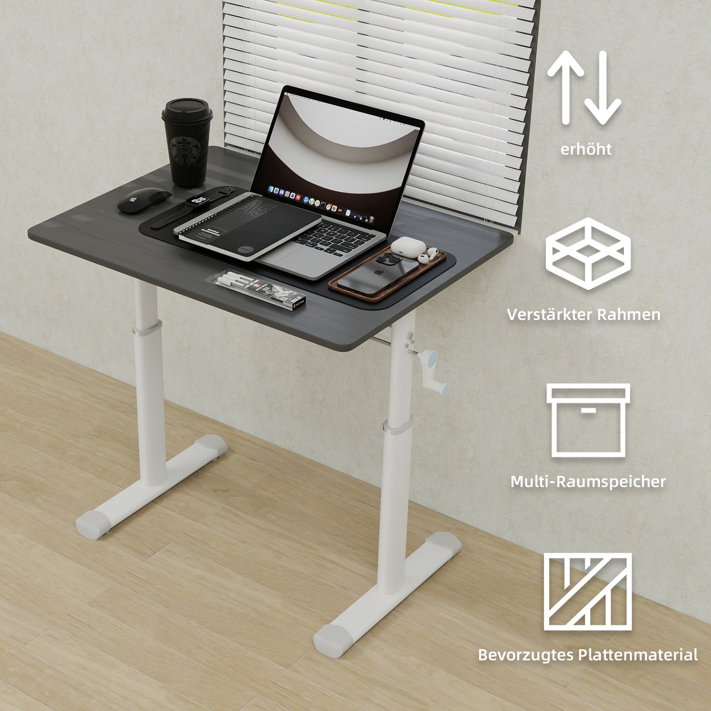 Adjustable Study Desk For Kids & Adults  Height-Adjustable, Multi-Purpose Home Office Desk, Compact Design