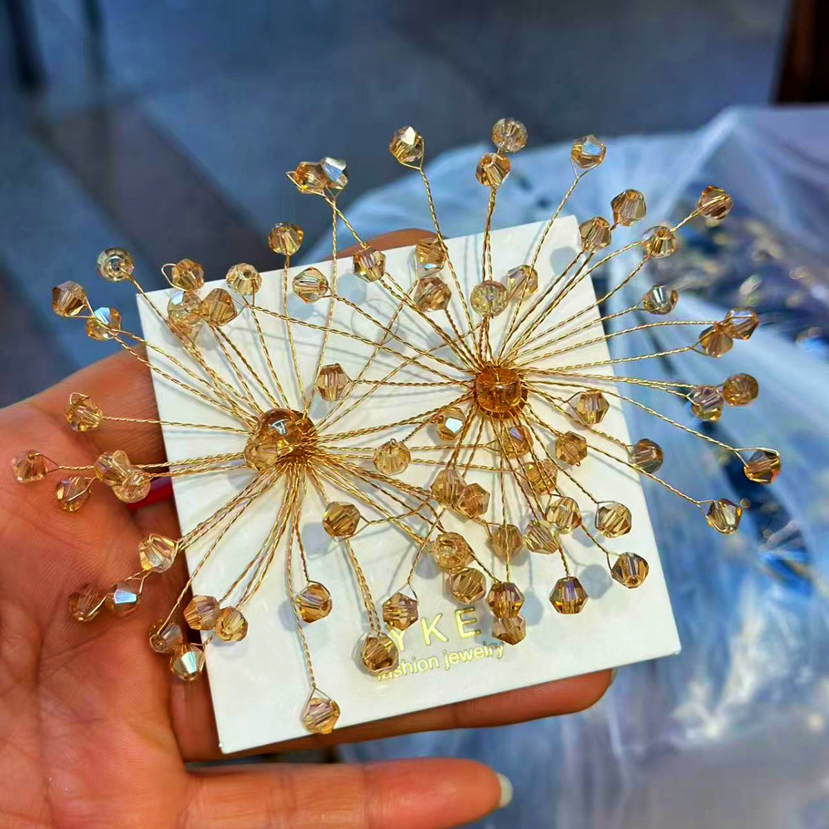 New Exquisite Korean-style Bridal Statement Crystal Earrings