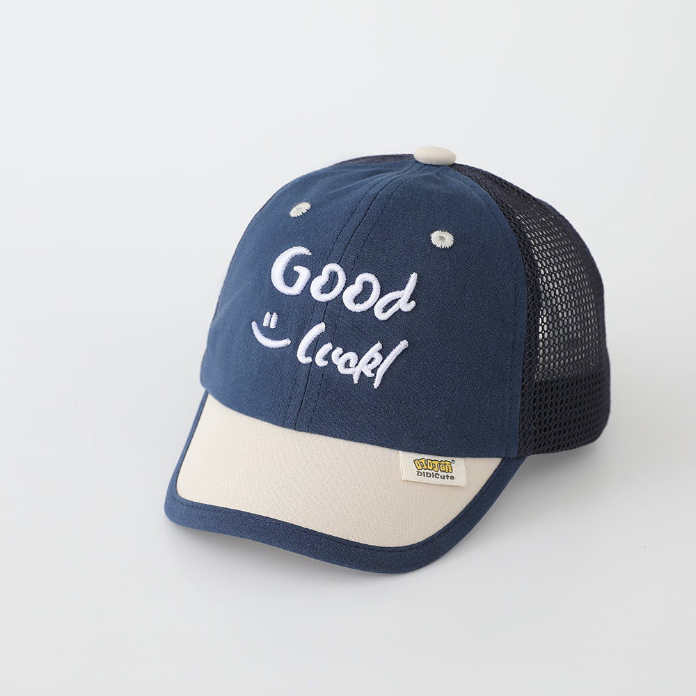 New Children's Multi-color Mesh Breathable Patchwork Baseball Cap With Fun English Embroidery, Korean-style Casual Style Sun Hat